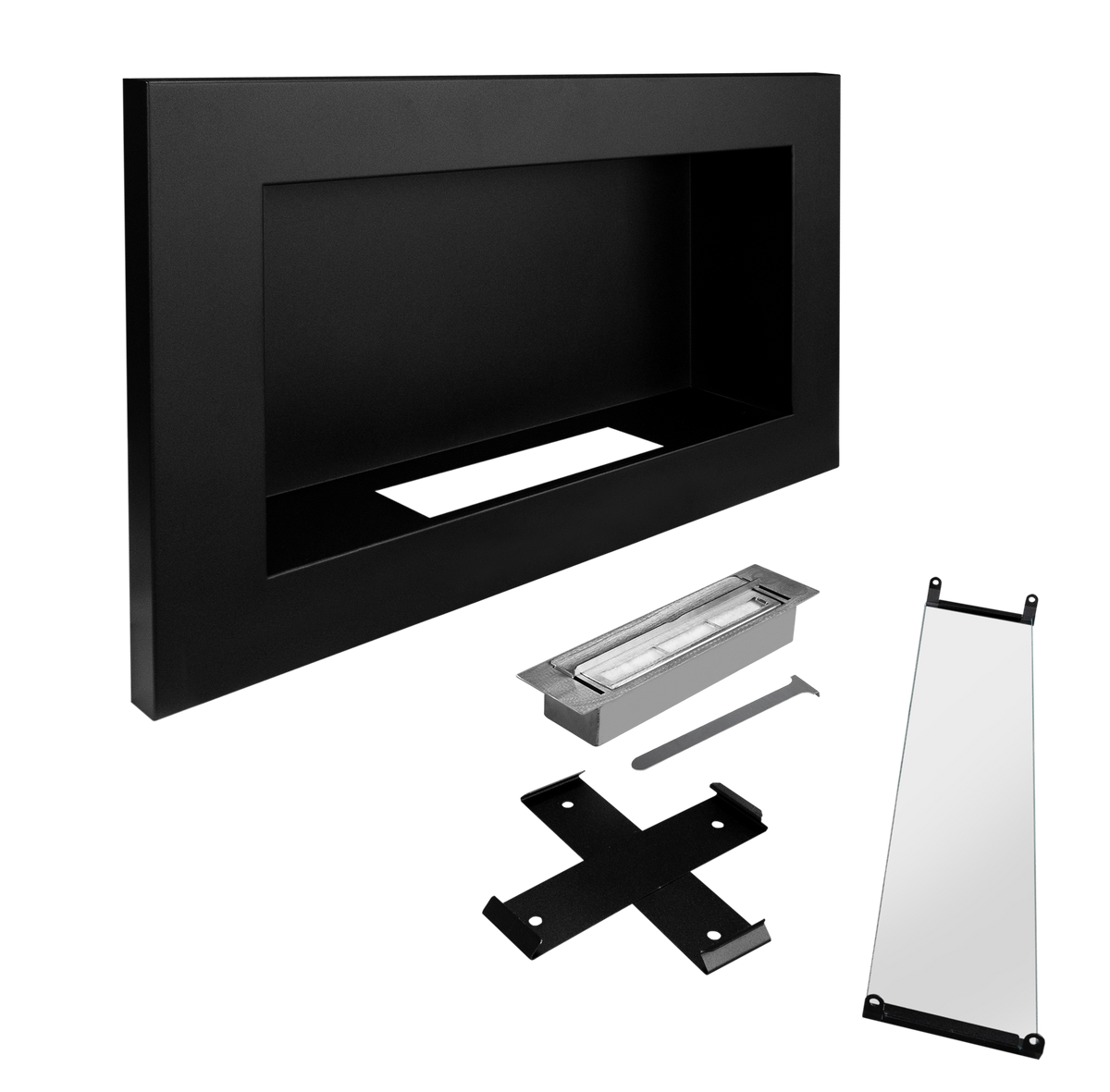 Biofireplace hanging with glass 650x400 Slim black structural matte
