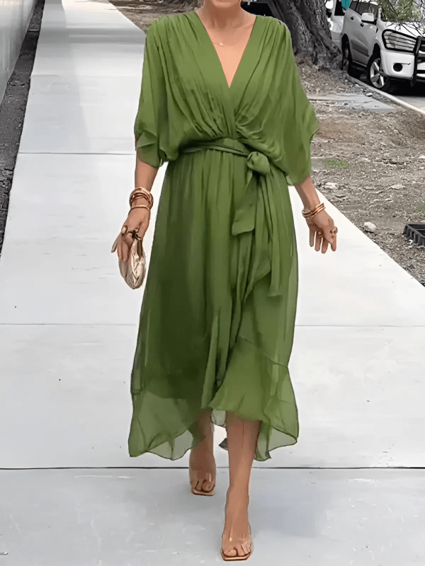 Bertha – Timeless Wrap Midi Dress - Dress - Flaro