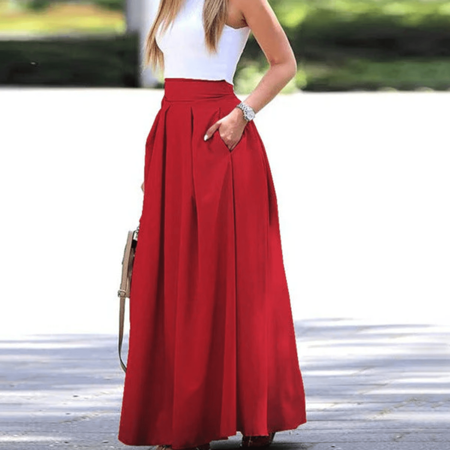 Carlotta – Stylish Viscose Midi Skirt with Pleats