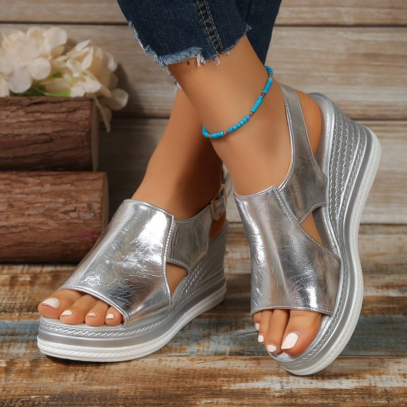Charlotte – Stylish Orthopaedic Sandals - Silver - 3.5