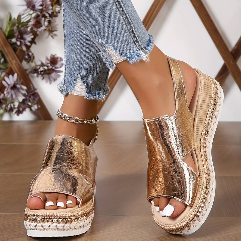 Charlotte – Stylish Orthopaedic Sandals - Gold - 3.5