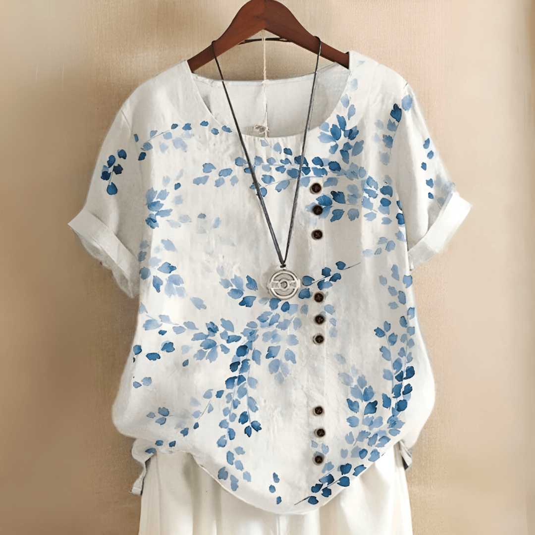 Cornelia – Elegant Cotton Blouse with Relaxed Fit - White - M
