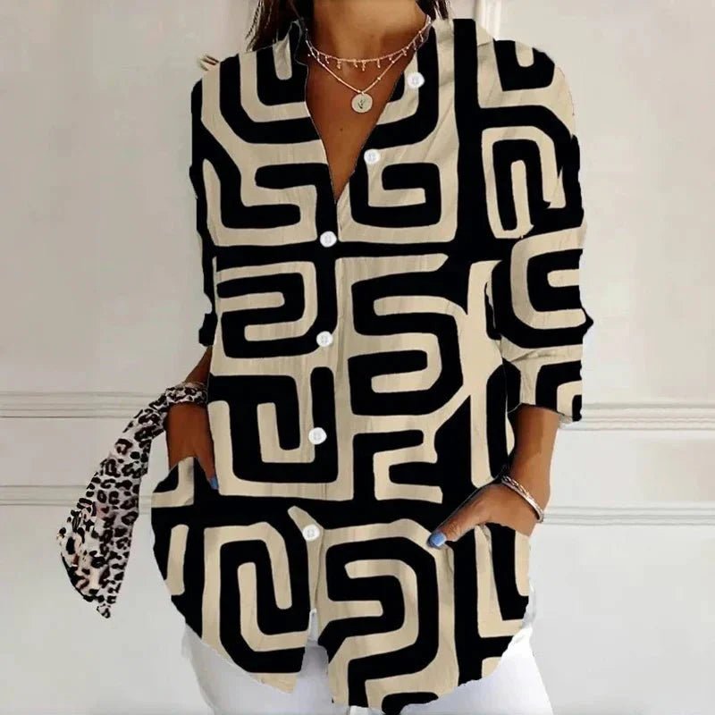 Herta – Exquisite Blouses in Premium Style - Geometric Print - S