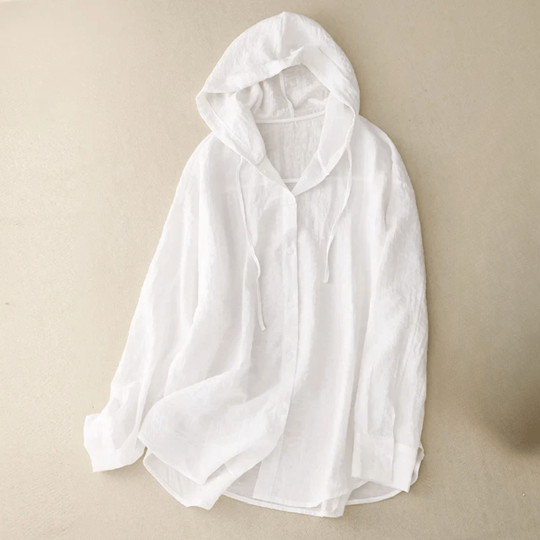 Irmgard – Elegant Hooded Blouse - White - S