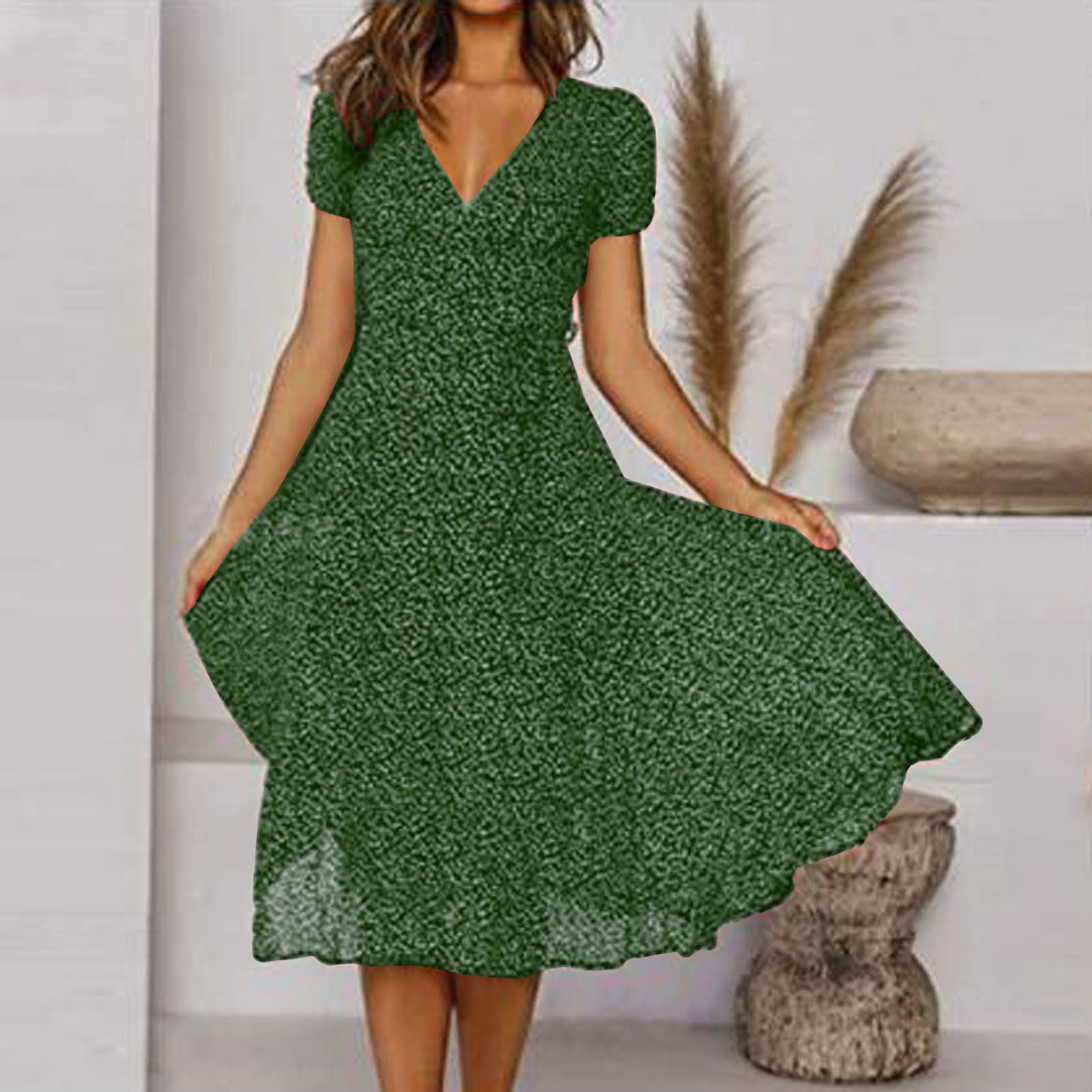 Isalie – Elegant V - Neck Summer Dress - Dresses - Flaro