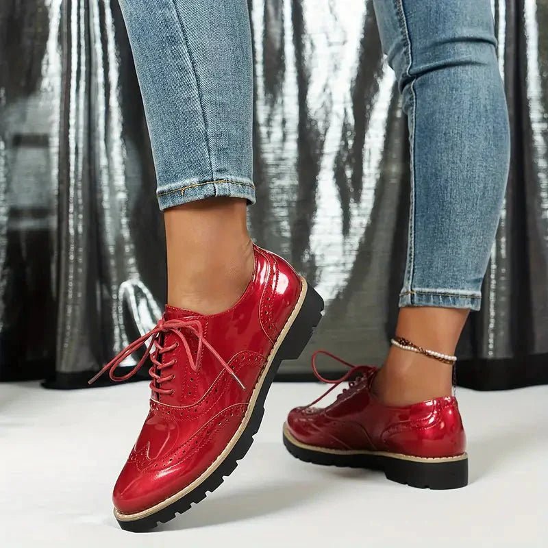 Leonie – Stylish Leather Pumps - Red - 3.5