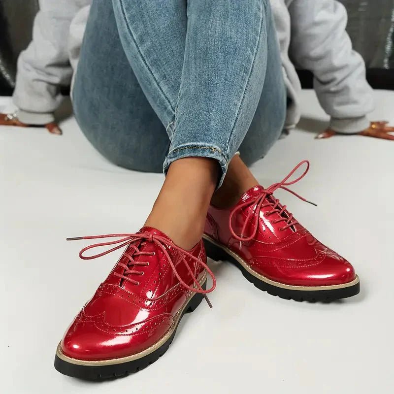 Leonie – Stylish Leather Pumps - Red - 3.5