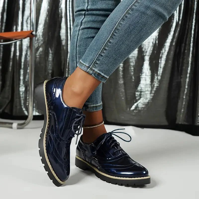 Leonie – Stylish Leather Pumps - Blue - 3.5