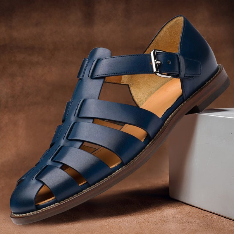 Luca - Exquisite Leather Fisher Sandals for Men - Blue - 7.5