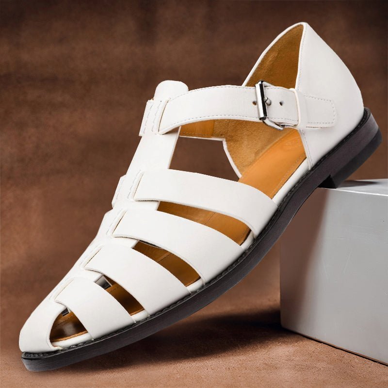 Luca - Exquisite Leather Fisher Sandals for Men - White - 7.5