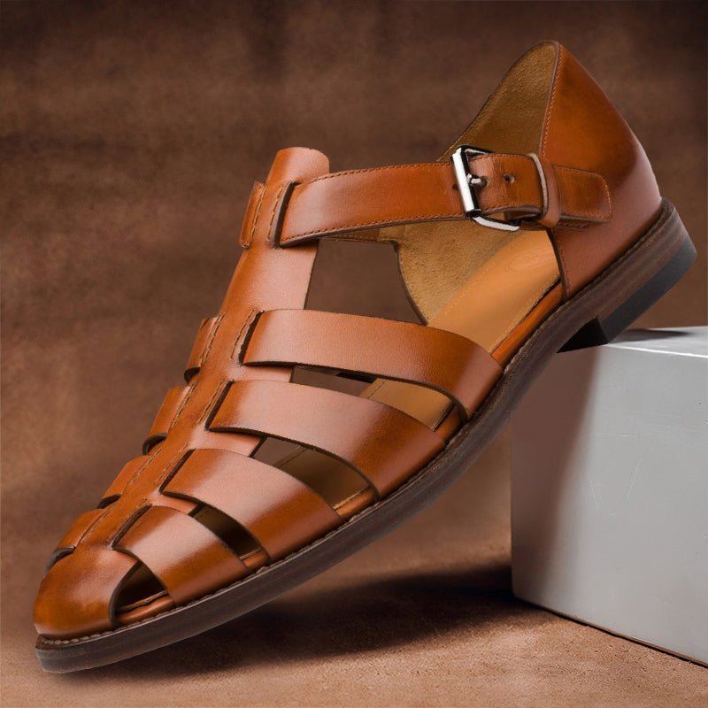 Luca - Exquisite Leather Fisher Sandals for Men - Brown - 7.5