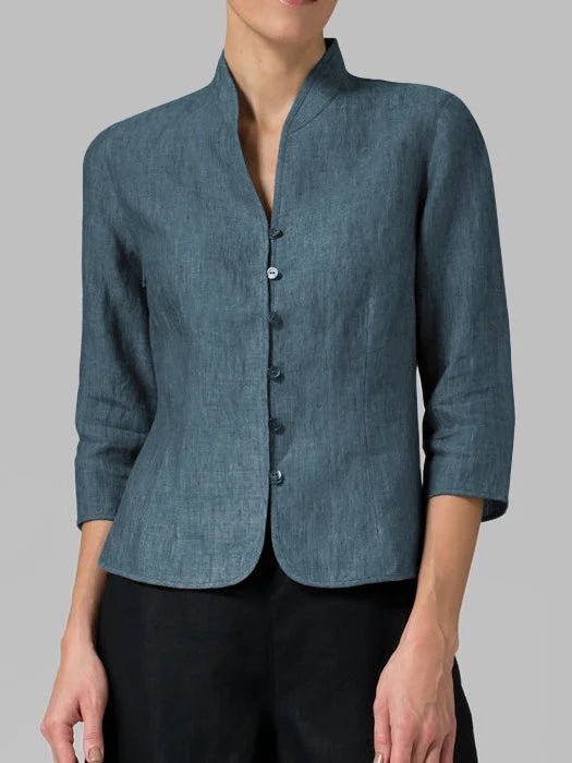 Mara – Exquisite Ladies' Blouse with Stand - Up Collar - Blouse - Flaro