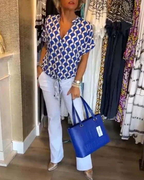 Monika – Elegant Casual Summer Top - Blue - S