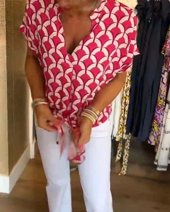 Monika – Elegant Casual Summer Top - Red - S