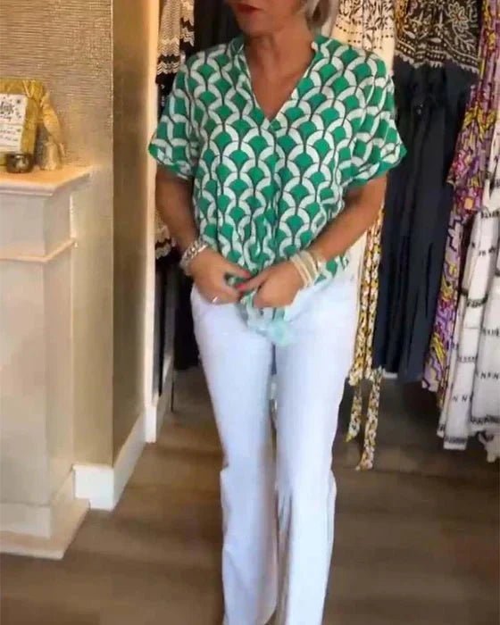 Monika – Elegant Casual Summer Top - Green - S
