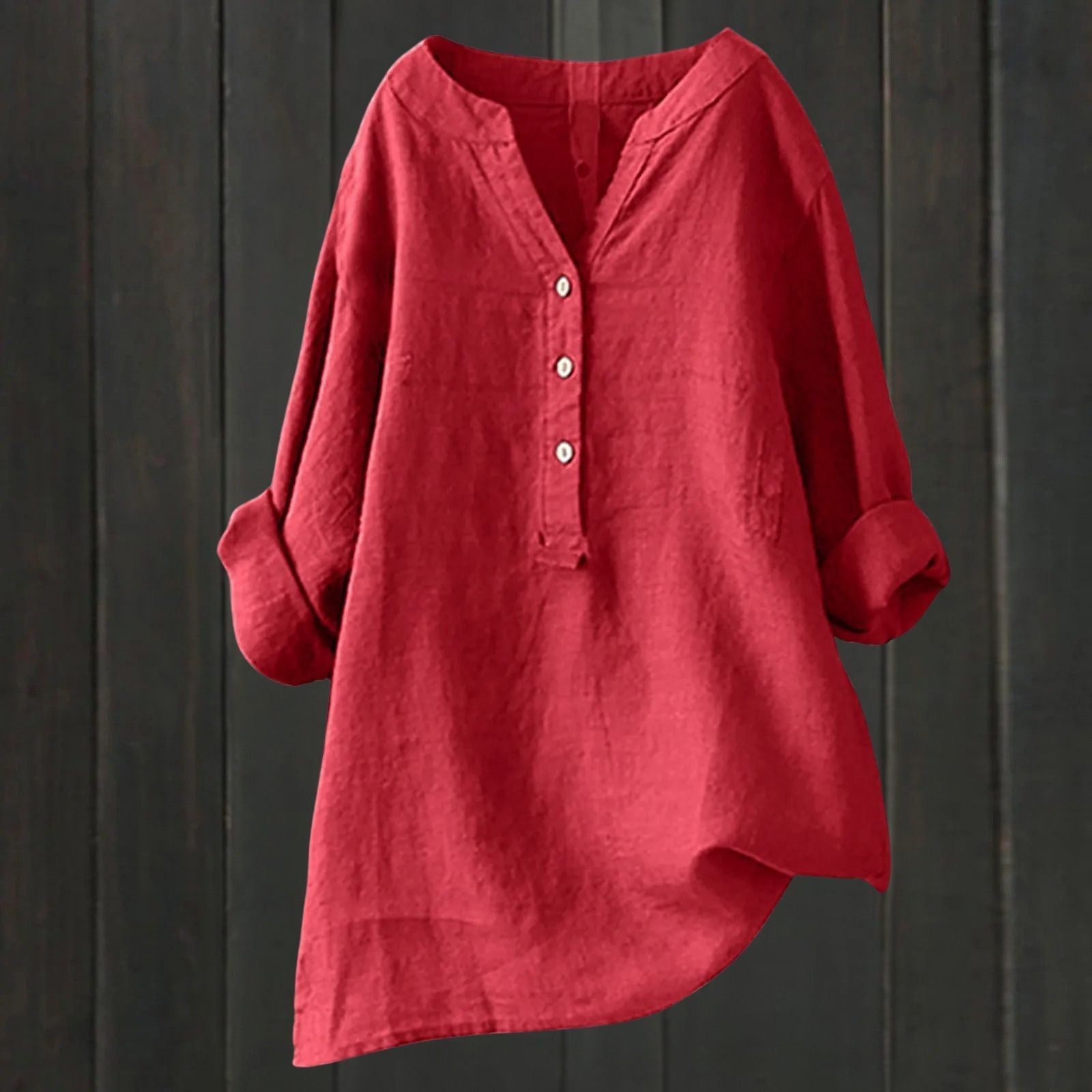Odilia – Elegant Slim Fit Blouse - Red - S