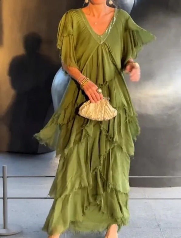 Ottilie – Flowing Maxi Dress - Green - S