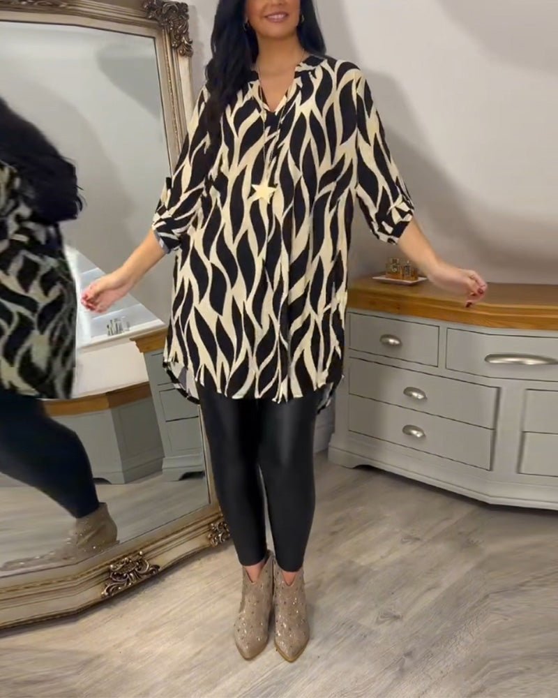 Paulina – Stylish Slim Fit Blouse - Black/Beige - S