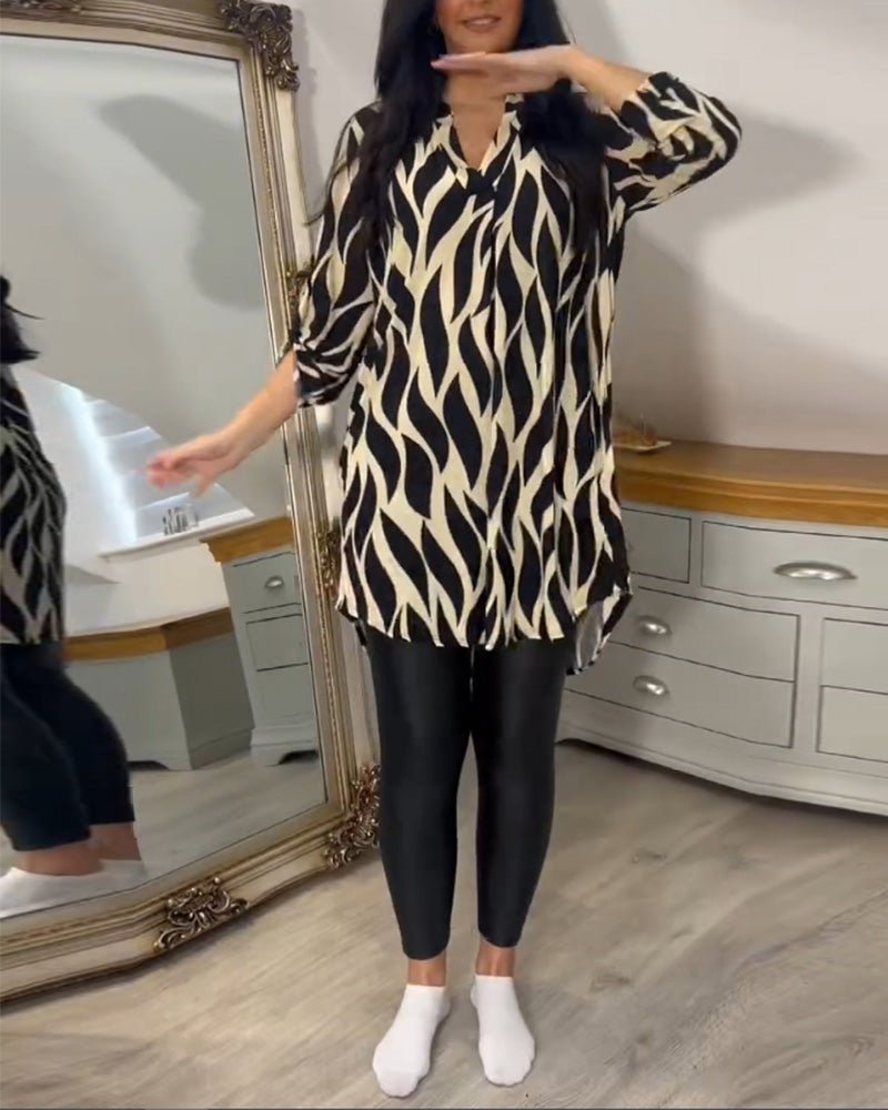 Paulina – Stylish Slim Fit Blouse - Black/Beige - S