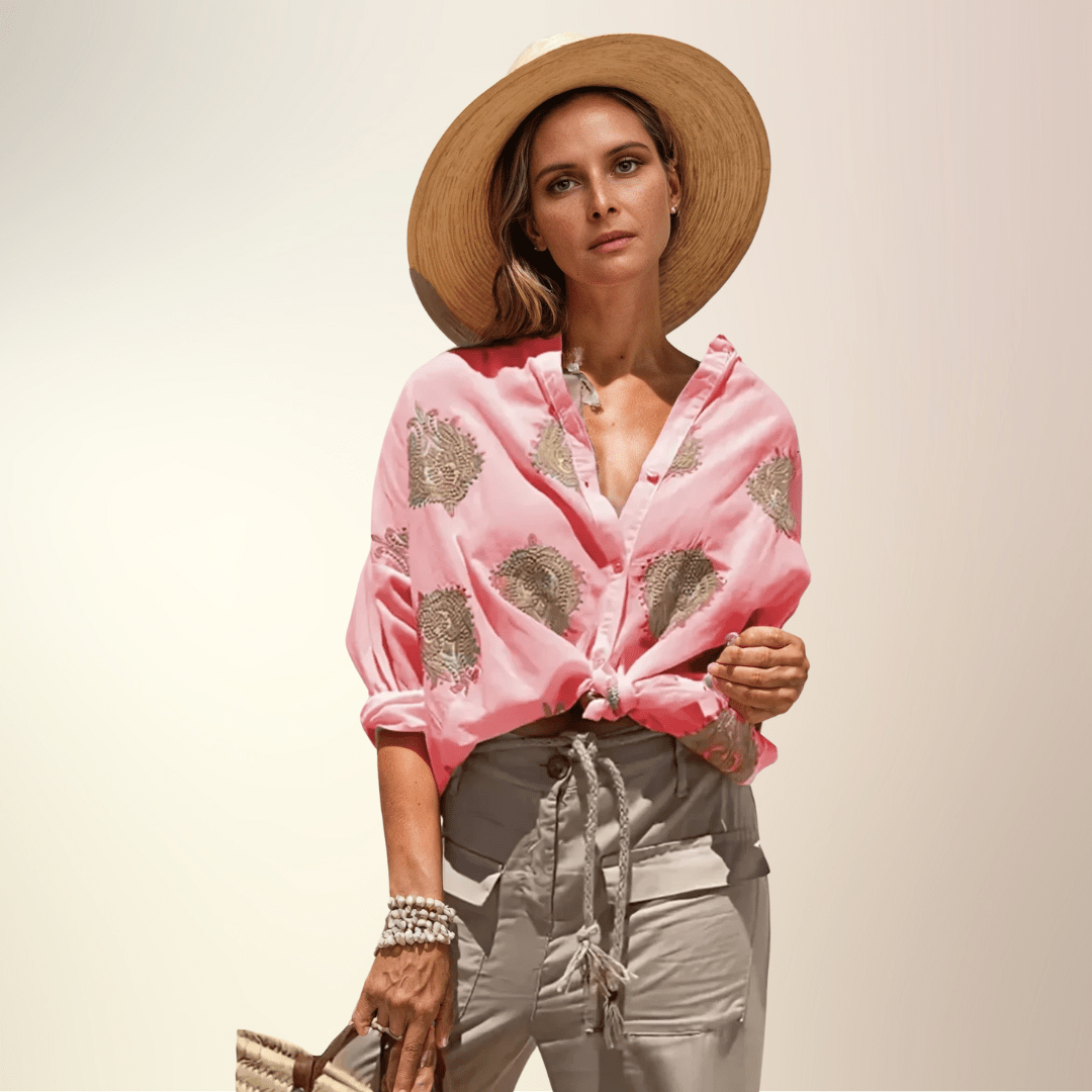 Sieglinde – Stylish Airy Blouse - Scarlet Red - S