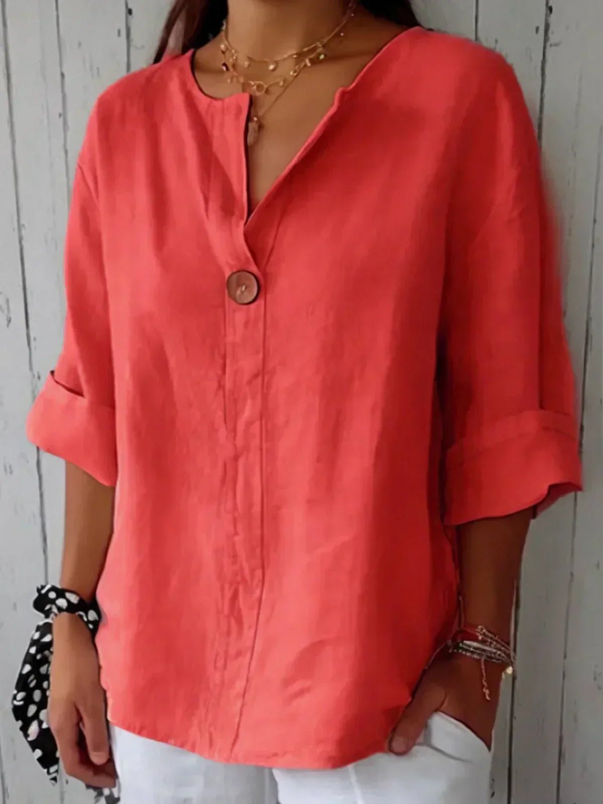 Viola – Elegant Relaxed Chic Blouse - Red - S