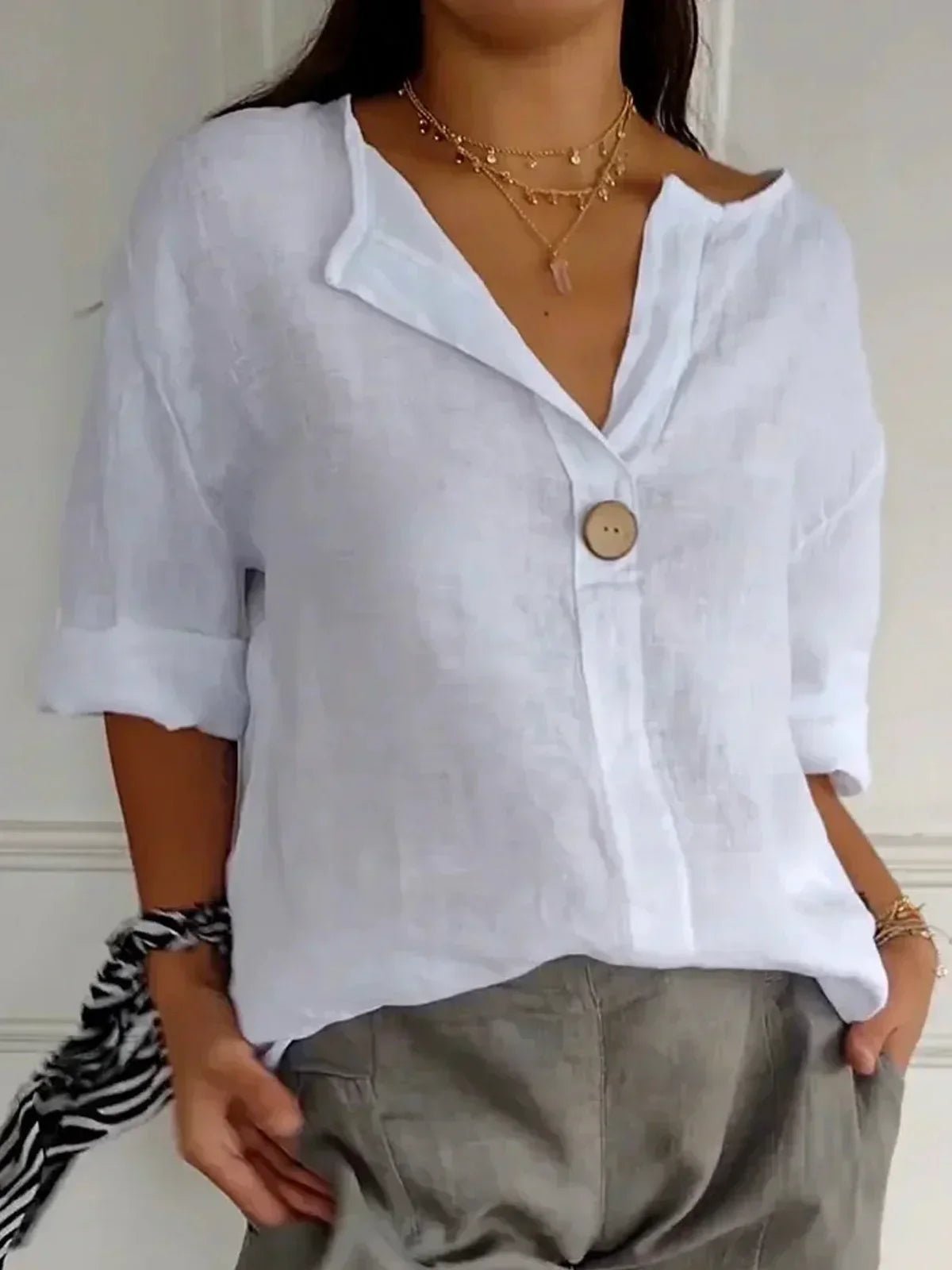 Viola – Elegant Relaxed Chic Blouse - White - S