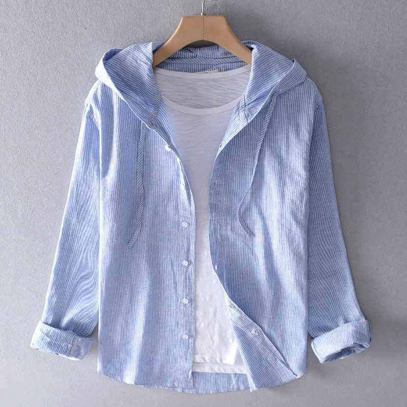 Zelda – Elegant Hooded Blouse - Blue - S
